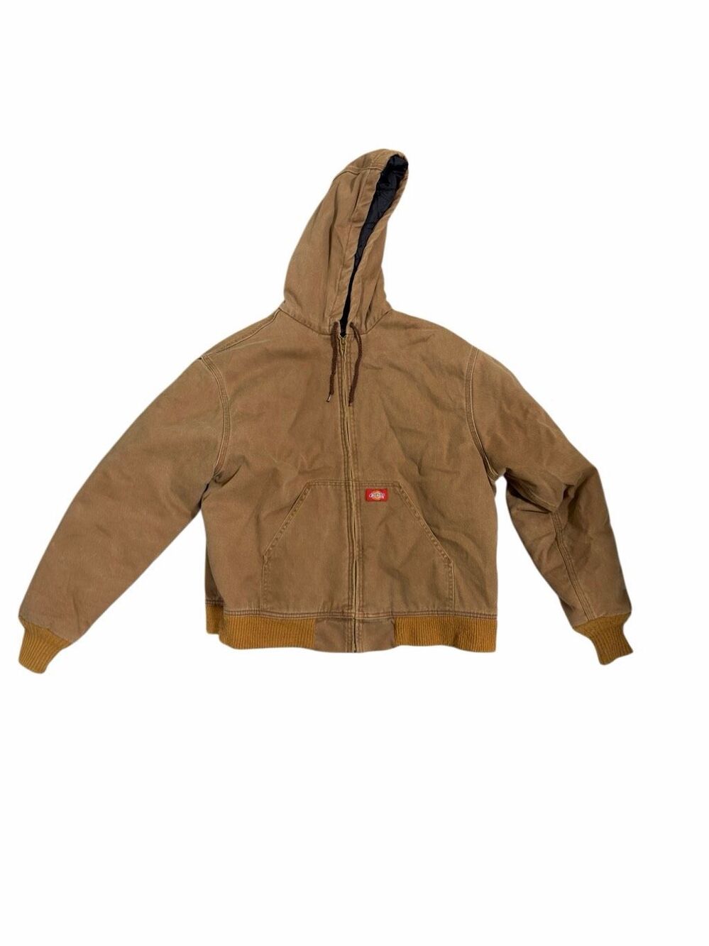 Vintage Dickies Workwear Jacket Size Large Brown Quilted Insulated Lining 100% C
